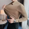 Cross-border elastic silk men's shirt, long-sleeved new solid color business professional workwear, non-ironing shirt for work Application Scenario